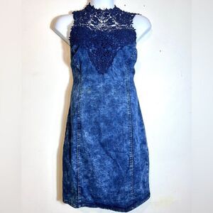 🦋Special A Jeans Sleeveless Denim Dress Lace Design Size 3XL (AA2)